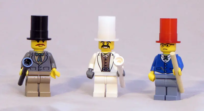 lego mini figures wearing stovepipe hats